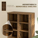 HOMCOM Set of 2 CD Media Storage Towers with Adjustable Shelves, Holds 204 CDs, Rustic Brown