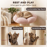 PawHut Flower Cat Tree with Thick Sisal Scratching Post, Dangling and Spring Balls – Compact Activity Centre