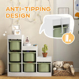 AIYAPLAY 3-Tier Kids Toy Storage Organiser with 6 Removable Bins – Green, Ages 3-8