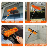 4.5m Telescopic Window Cleaning Kit with Rotating Squeegee and Chenille Cloth – Extendable Pole for High Windows