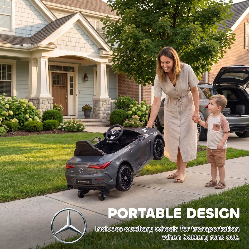 AIYAPLAY Licensed Mercedes-AMG Kids Electric Car with Dual 12V Motors and Remote – Ride-On, Ages 3-6, Grey