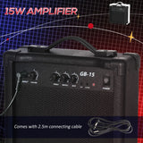 SPORTNOW 4 String Full Size Electric Bass Guitar Kit with 15W Amplifier, Carry Bag and Accessories – Beginner Bass