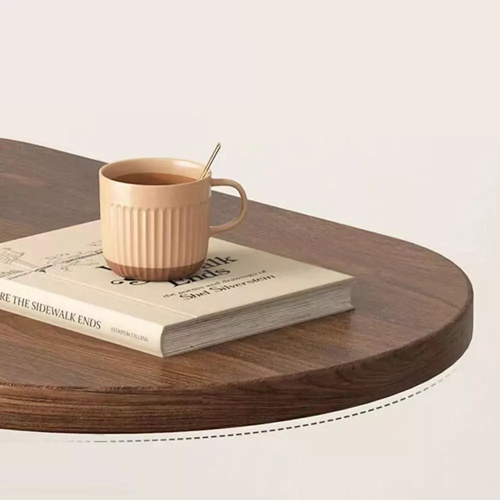 Small C-Shaped Side Table with Wood-Grain Top & Iron Legs, 45 x 28 x 60cm – Sofa End Table, Bedside Nightstand