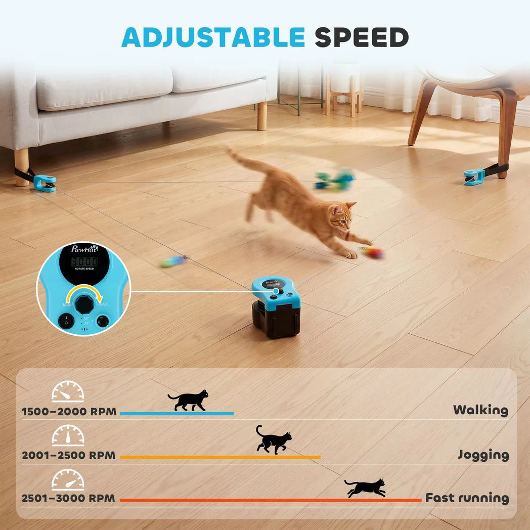 PawHut Interactive Cat Toy for Indoor Cats with Remote Control, Adjustable Speed, DIY Track and Mouse Sound