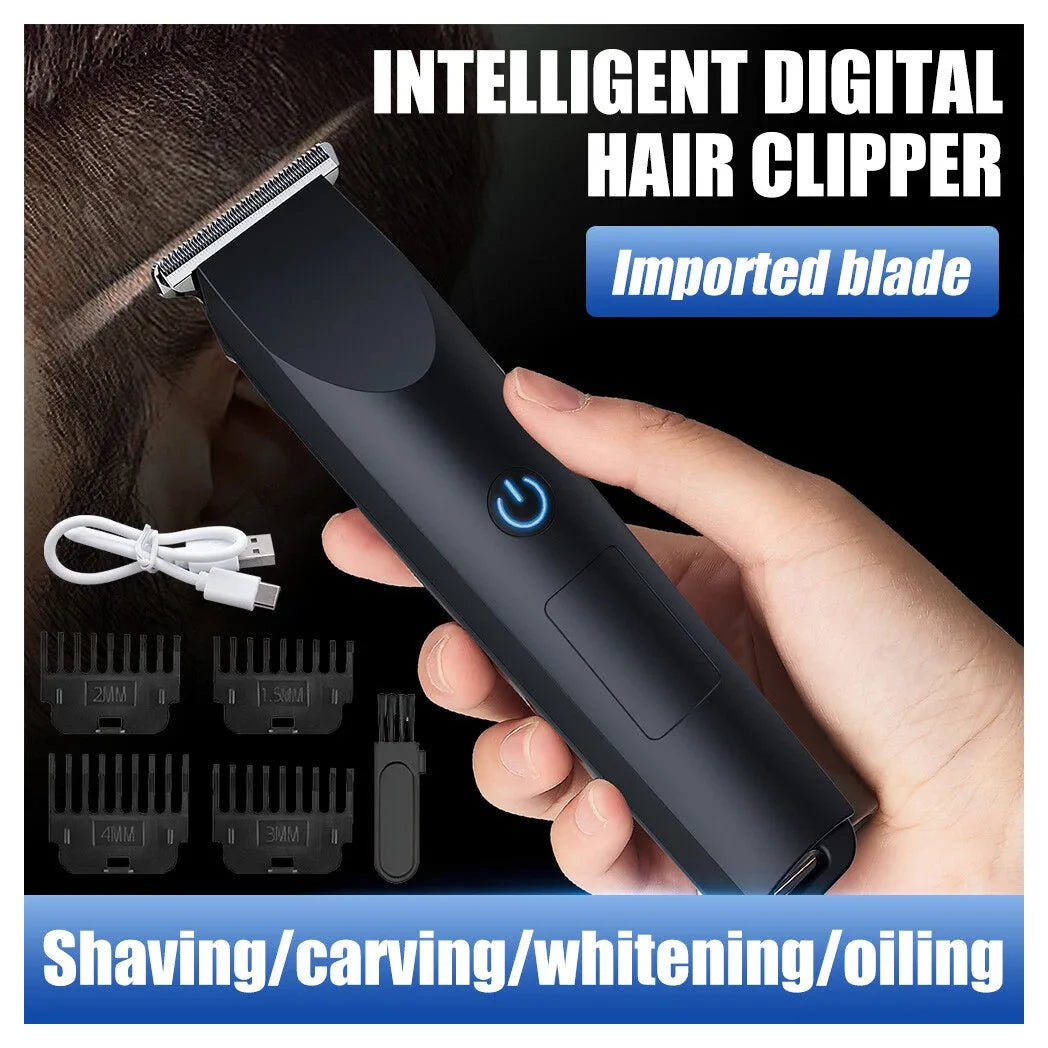 Men's Pro Electric Hair Clippers & Beard Trimmer with 4 Limit Combs – USB Rechargeable Barber Shaver, Black