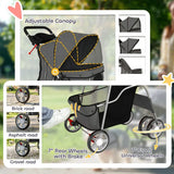 PawHut Foldable Dog Pram with Reflective Strips and 360° Swivel Wheels – Pet Stroller, Dark Grey