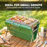 Outsunny Portable Briefcase Charcoal BBQ with Tilting Grate and Stainless Steel Basin, Dark Green