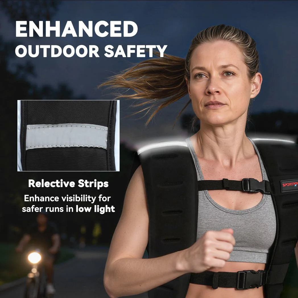 SPORTNOW 5kg Weighted Vest with Adjustable Straps & Reflective Strips – Running & Training Weight Vest, Black