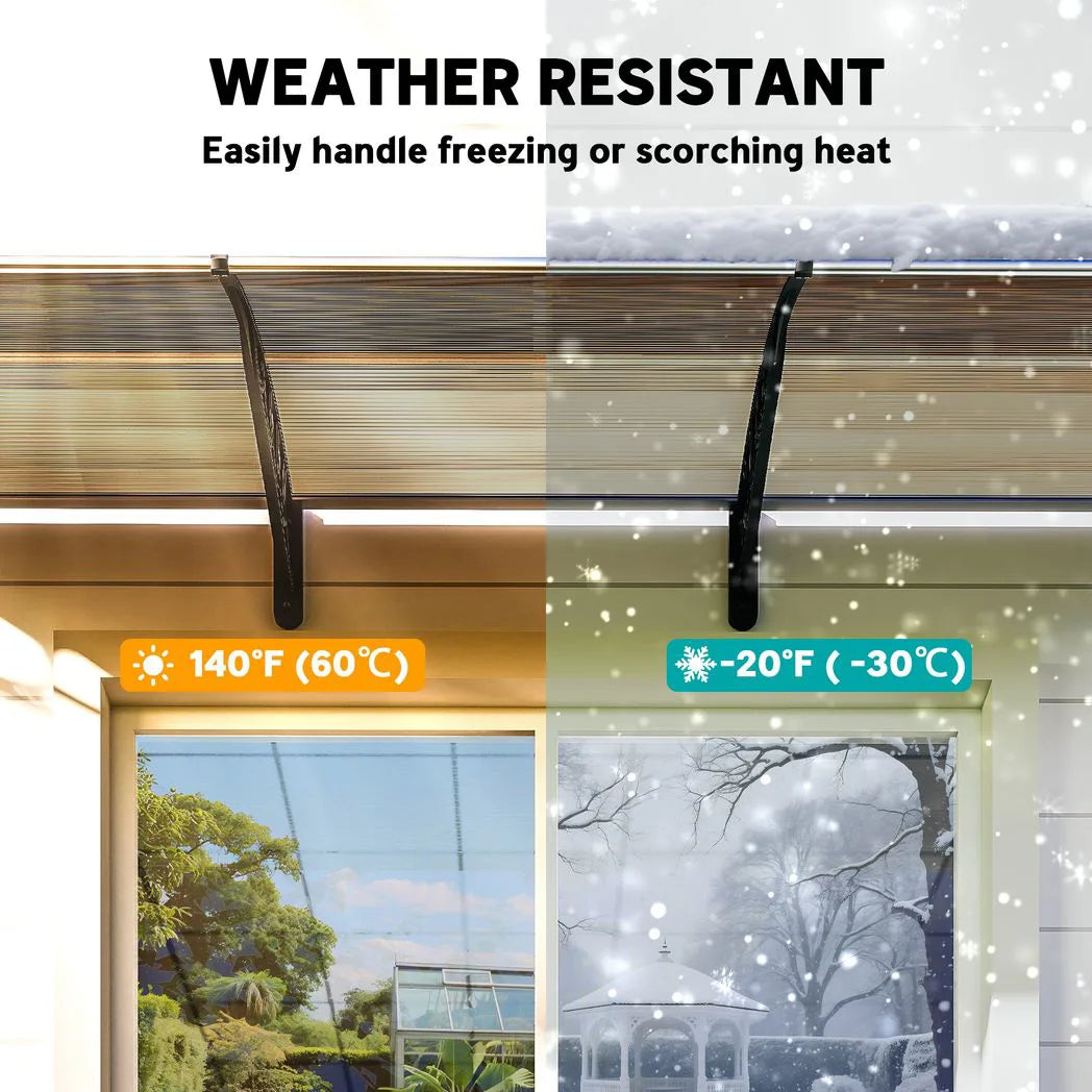 Outsunny 303 x 96cm Front Door Canopy with Polycarbonate Panels – UV-Resistant Rain Shelter Awning, Brown