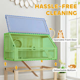 PawHut Wooden Hamster Cage with 31cm Deep Base, Hut, Seesaw, Exercise Wheel and Ramp, 80 x 50 x 76cm – Natural