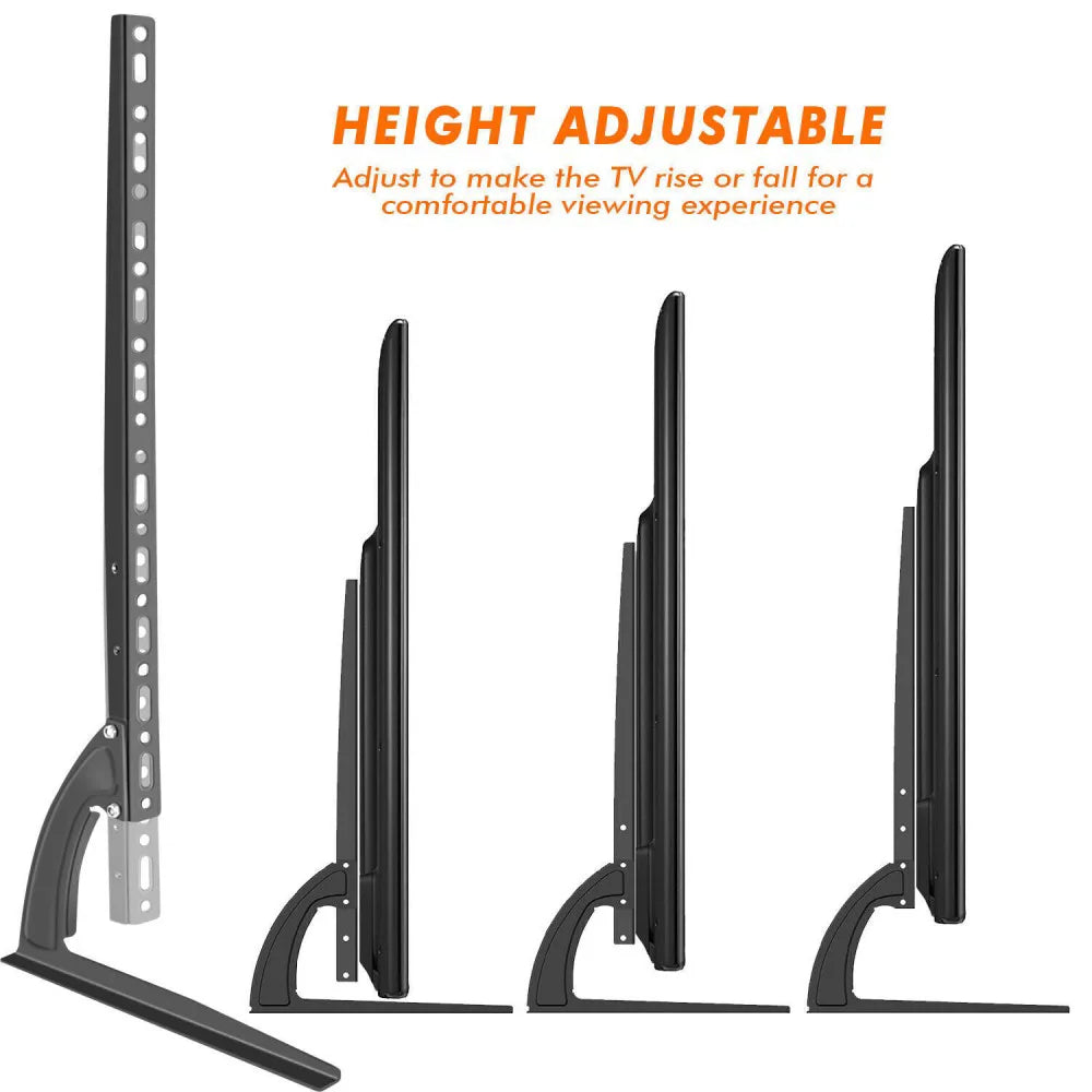Universal Tabletop TV Stand Base for 27–65 Inch Screens – Heavy-Duty Iron VESA Pedestal Mount, Black