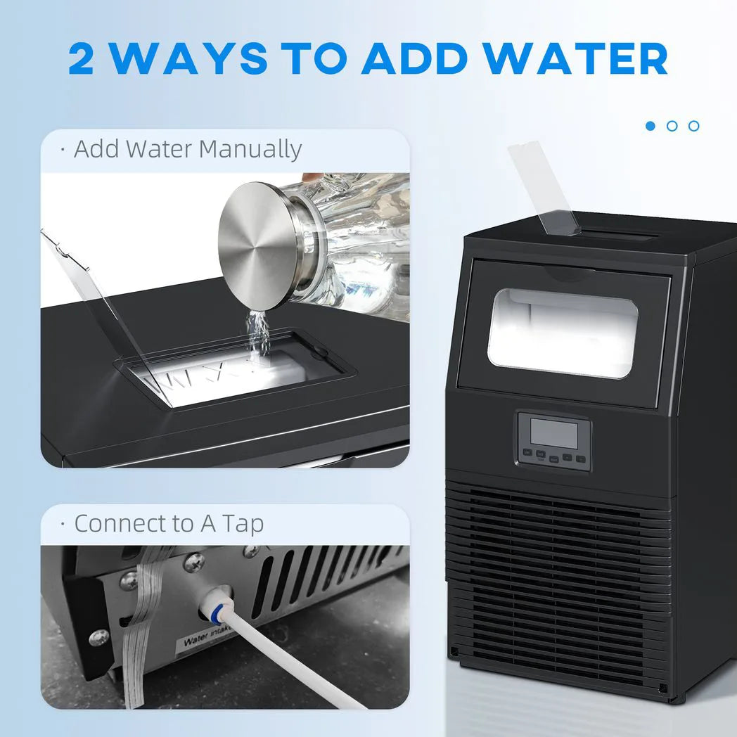 HOMCOM Commercial Ice Maker with 4kg Ice Storage, Up to 30kg Daily – Square Ice Cube Machine, Black