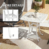 Outsunny Cast Aluminium Garden Side Table with 38 mm Parasol Hole, Floral Patio End Table with Adjustable Feet