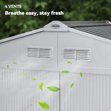 Outsunny 7 x 4ft Lockable Metal Garden Tool Shed with Foundation Kit & Sloping Roof – Light Grey