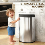 HOMCOM 55L Automatic Sensor Bin with Soft-Close Lid – Touchless Fingerprint-Resistant Kitchen Bin, Stainless Steel