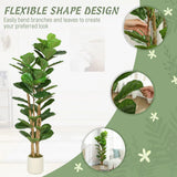 HOMCOM 150cm Artificial Fiddle Leaf Fig Tree with Pot – Realistic Faux Plant for Living Room & Office, Green