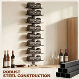 HOMCOM 8 Tier Wall Mounted Wine Rack – Metal Bottle Display and Storage Holder for Kitchen, Black