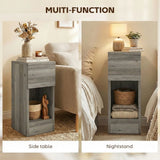 HOMCOM Set of 2 Slim Bedside Tables with Drawer and Shelf – Modern Storage Side Tables, Grey