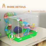 PawHut 2 Tier Hamster Cage with Handle, Exercise Wheel and Tunnel – Small Pet Home for Dwarf Hamsters