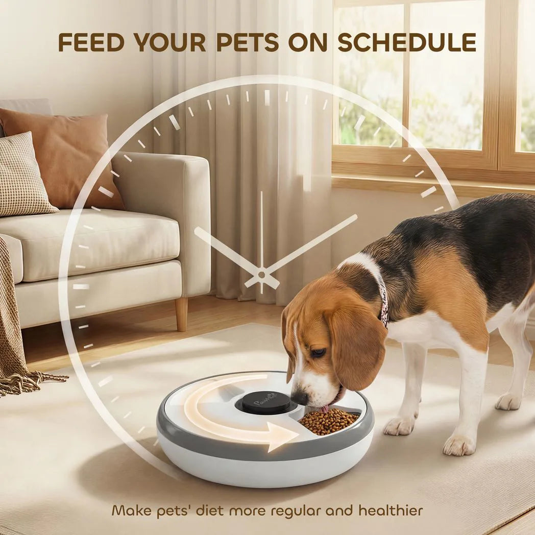 PawHut Automatic Cat Feeder with Programmable Timer, Six 180ml Trays & Ice Pack – Wet and Dry Food