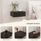 HOMCOM Floating Bedside Tables Set of 2 with Storage Drawer – Wall-Mounted Nightstands, Black