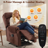 HOMCOM Power Lift Recliner Chair with Vibration Massage, Heat and Wood Grips – Pocket Spring, Brown