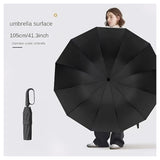 Windproof Automatic Folding Umbrella, 105 cm Canopy, 30 Reinforced Ribs, Ring Handle