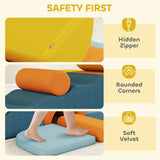 AIYAPLAY 9-Piece Kids Soft Play Foam Blocks Set with Detachable Cover for Climbing & Crawling