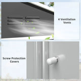 Outsunny 8 x 6ft Galvanised Steel Garden Shed with Lockable Sliding Double Doors and Vents, Dark Grey