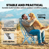 Outsunny Folding Moon Chair with Side Pocket & Carry Bag – Heavy Duty Camping Chair for Adults, Light Grey
