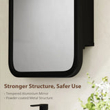 HOMCOM Bathroom Wall Cabinet with Tempered Mirror Door & 3 Shelves – Metal Mirror Cabinet for Bathroom or Hallway, Black