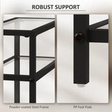 HOMCOM 3-Tier Narrow Side Table with Tempered Glass Shelves – Slim End Table for Small Spaces, Black