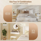 HOMCOM Set of Two Floating Bedside Tables with Handle-Free Drawer & Open Shelf – Wall-Mounted Nightstands, White