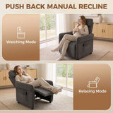 HOMCOM Push Back Recliner Armchair with Massage, Heat and Side Pockets – Lounge Chair, Dark Grey