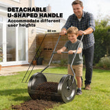 Outsunny 20" Compost and Peat Moss Spreader – 75L Metal Mesh Roller with Detachable U-Shaped Handle