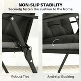 Outsunny Set of 4 Waterproof Non-Slip Patio Chair Cushions with Headrest, 112 x 53 cm, Black