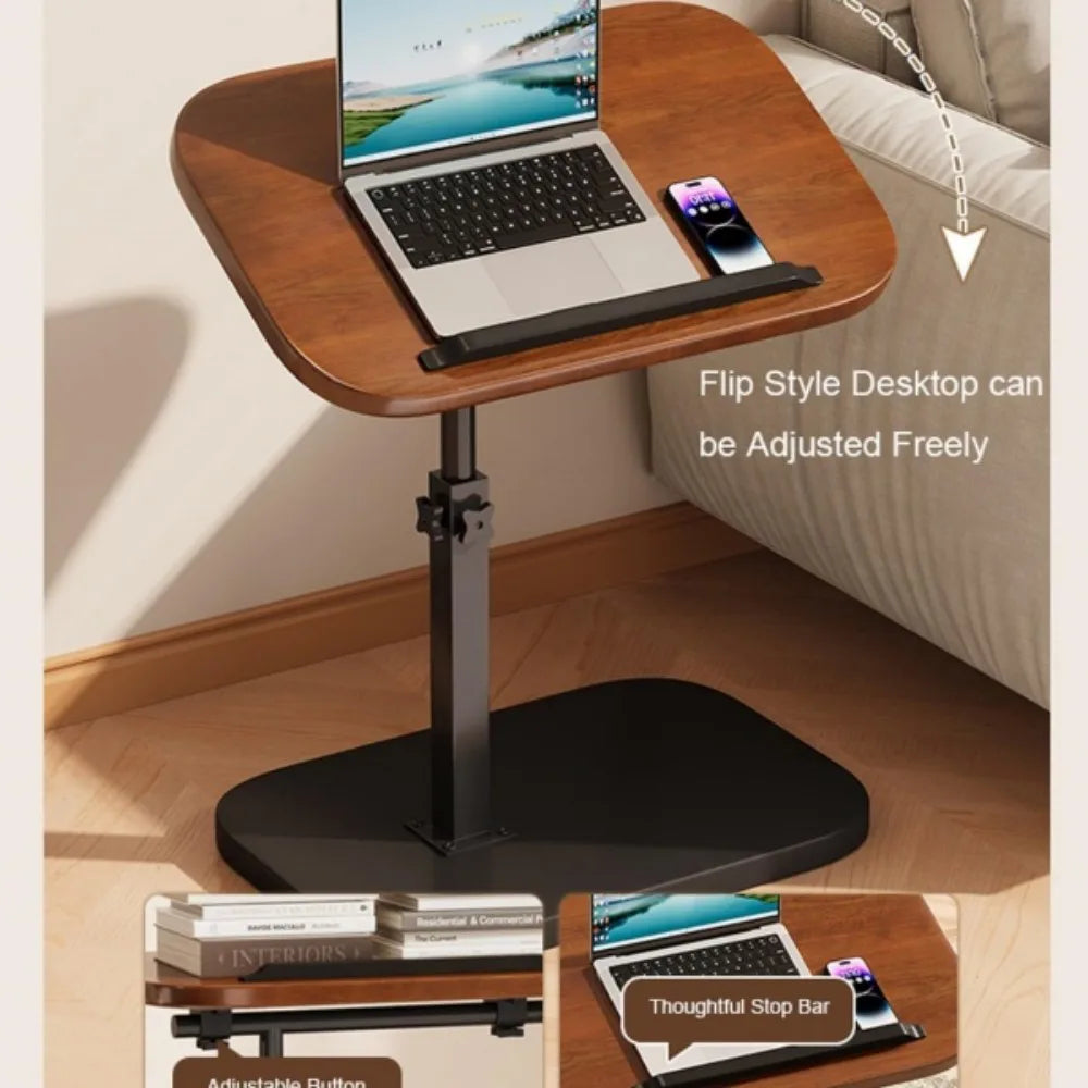 C-Shaped Height-Adjustable Sofa Side Table with Tilting Tabletop – Laptop and Coffee End Table for Living Room