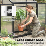 Outsunny Lean-to Polycarbonate Greenhouse 4 x 2ft with 2 Hinged Doors & Top Vent, Aluminium Frame, Black