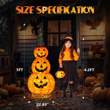 5ft Collapsible Light-Up Halloween Pumpkin, 100 LEDs