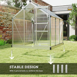 Outsunny 6 x 6ft Polycarbonate Walk-In Greenhouse with Aluminium Frame & Sliding Door – Garden Growhouse, Clear