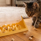 360° Rotating Puzzle Dog Bowl Slow Feeder – Interactive Treat Dispensing Pet Feeding Toy, Yellow