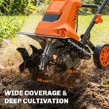 Outsunny 1500W Electric Garden Tiller with Foldable Handle, 40cm Working Width, 20cm Depth, 6 Steel Blades & Adjustable Wheels