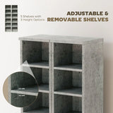 HOMCOM Set of 2 CD Media Display Shelf Towers with 5 Adjustable Shelves – Slim Racks, Grey