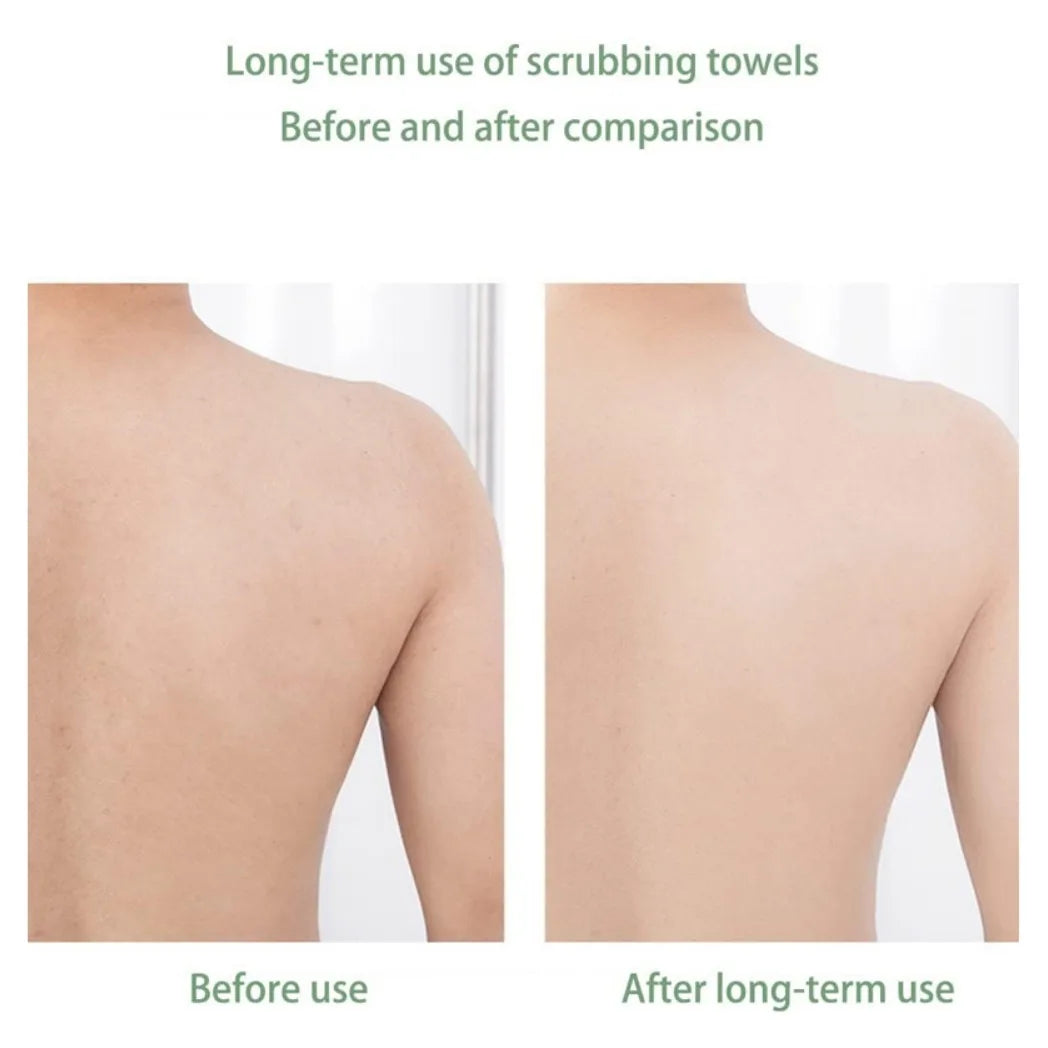 Double-Sided Exfoliating Back Scrubber Bath Towel, 25 x 100cm Body Washcloth – Set of 2, Black