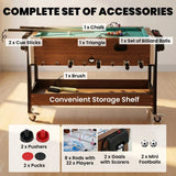 SPORTNOW 3-in-1 Multi Game Table with Lockable Wheels & Shelf – 3.4ft Air Hockey, Pool & Table Football
