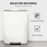 HOMCOM 50L Stainless Steel Pedal Bin with Soft-Close Lid and Removable Inner Bucket – Kitchen Bin, Cream