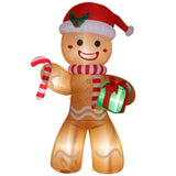 8ft Gingerbread Man Christmas Decoration with 5 LED Lights, Gift and Blower – Outdoor Garden Display