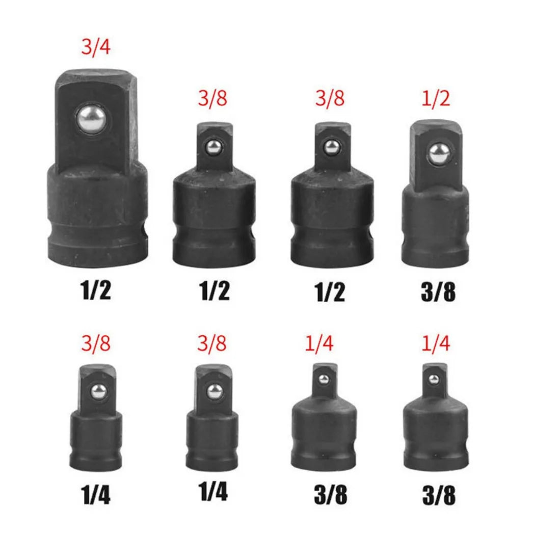 8-Piece Impact Socket Adaptor Set – Chrome Molybdenum Steel Reducers, 1/4, 3/8, 1/2 and 3/4 Inch
