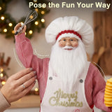HOMCOM 120cm Animated Singing Chef Santa Claus – Moving Head, Sound and Touch Activated Christmas Decoration