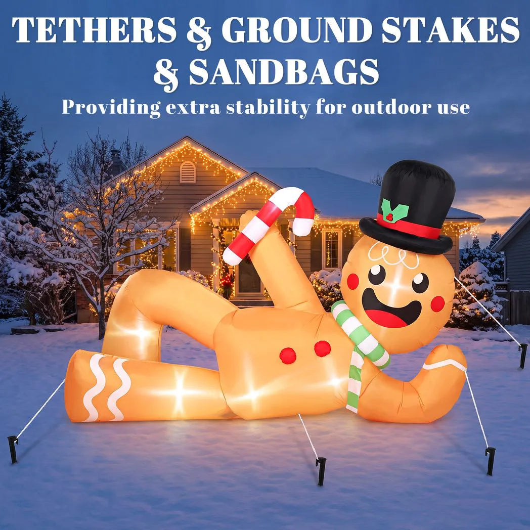 Outsunny 9.8ft Giant Christmas Inflatable Gingerbread Man Side-Lying